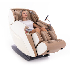 Masážne elektrické kreslo RelaxPro 3D MASSAGER, bielo-hnedé - BEZ PÔVODNÉHO OBALU