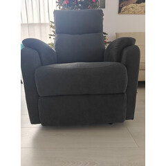 Relaxačné polohovacie kreslo COMFORT s funkciou masáže a výhrevu, antracitová látka - POŠKODENÉ, MIERNE NAKLONENÉ