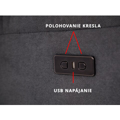 Relaxačné polohovacie kreslo COMFORT s funkciou masáže a výhrevu, antracitová látka - POŠKODENÉ, MIERNE NAKLONENÉ