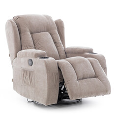 Relaxačné polohovacie kreslo, tmavobežová látka