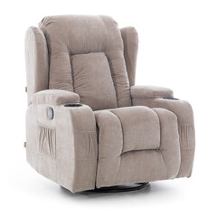 Relaxačné polohovacie kreslo, tmavobežová látka