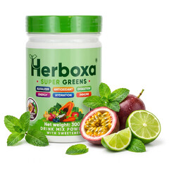 Herboxa SUPER GREENS Marakuja & mojito, 300 g