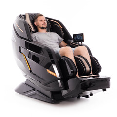Masážne elektrické kreslo LUX 4D MASSAGER, čiernozlaté (Zánovný kus)