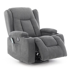 Relaxačné polohovacie kreslo, antracitová látka - VÝSTAVNÝ KUS, BEZ MASÁŽE NÔH