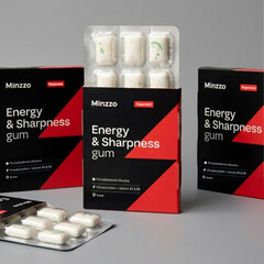 Kofeínové žuvačky s vitamínmi B5 a B6 Minzzo, 9 ks