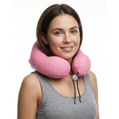 Cestovný ergonomický vankúš z pamäťovej peny, ružový
