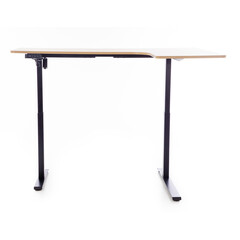 Výškovo nastaviteľný stôl UNIZDRAV 160x110 cm, hnedý dub – pravý roh