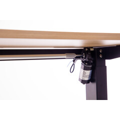 Výškovo nastaviteľný stôl UNIZDRAV 160x110 cm, hnedý dub – pravý roh