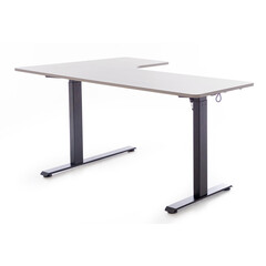 Výškovo nastaviteľný stôl UNIZDRAV 160x110 cm, sivý – pravý roh