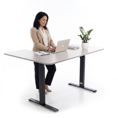 Výškovo nastaviteľný stôl UNIZDRAV 160x110 cm, sivý – pravý roh