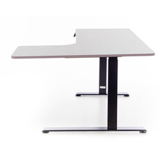 Výškovo nastaviteľný stôl UNIZDRAV 160x110 cm, sivý – pravý roh