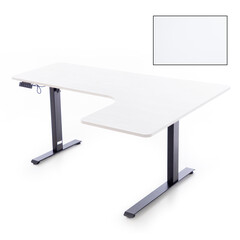 Výškovo nastaviteľný stôl UNIZDRAV 160x110 cm, biely – pravý roh