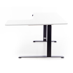 Výškovo nastaviteľný stôl UNIZDRAV 160x110 cm, biely – pravý roh