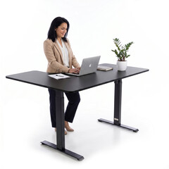 Výškovo nastaviteľný stôl UNIZDRAV 160x110 cm, čierny – pravý roh