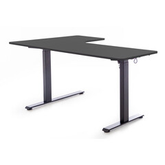 Výškovo nastaviteľný stôl UNIZDRAV 160x110 cm, čierny – pravý roh