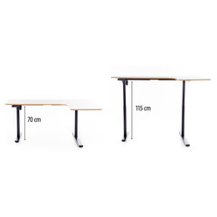 Výškovo nastaviteľný stôl UNIZDRAV 160x110 cm, čierny – pravý roh