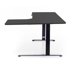 Výškovo nastaviteľný stôl UNIZDRAV 160x110 cm, čierny – pravý roh