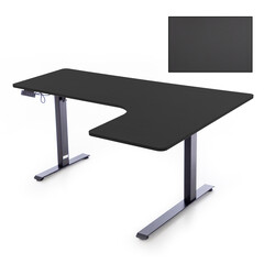 Výškovo nastaviteľný stôl UNIZDRAV 160x110 cm, čierny – pravý roh