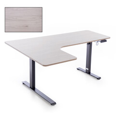 Výškovo nastaviteľný stôl UNIZDRAV 160x110 cm, sivý – ľavý roh