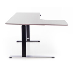 Výškovo nastaviteľný stôl UNIZDRAV 160x110 cm, sivý – ľavý roh