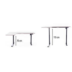 Výškovo nastaviteľný stôl UNIZDRAV 160x110 cm, sivý – ľavý roh