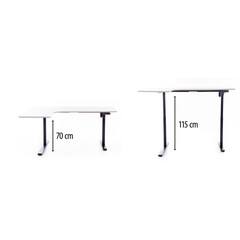 Výškovo nastaviteľný stôl UNIZDRAV 160x110 cm, biely – ľavý roh