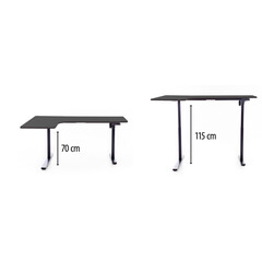 Výškovo nastaviteľný stôl UNIZDRAV 160x110 cm, čierny – ľavý roh