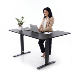 Výškovo nastaviteľný stôl UNIZDRAV 160x110 cm, čierny – ľavý roh