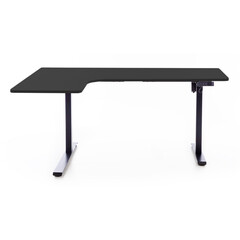 Výškovo nastaviteľný stôl UNIZDRAV 160x110 cm, čierny – ľavý roh