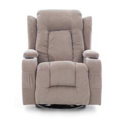 Relaxačné polohovacie kreslo, tmavobežová látka (Rozbalený kus)