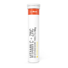 Vitamín C + zinok citrus – šumivé tablety GymBeam, 20 tabliet
