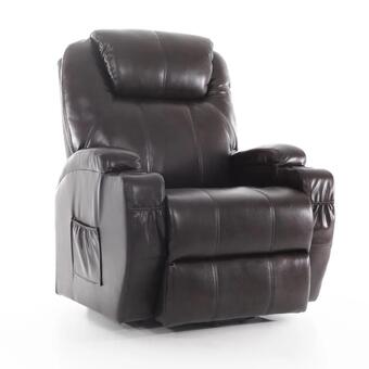 Masážne polohovacie kreslo s vyklápaním eko koža, tmavohnedé