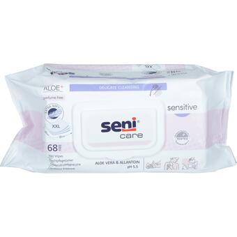 SENI CARE vlhčené utierky Sensitive, 68 ks