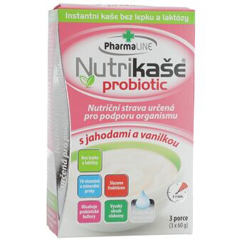 PharmaLINE Nutrikaša probiotic s jahodami a vanilkou, 3x 60 g