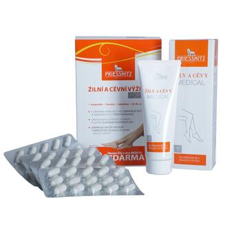 Priessnitz Žilná a cievna výživa FORTE 60 kapsúl + gél na žily a cievy, 125 ml