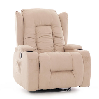 Relaxačné polohovacie kreslo, béžová látka
