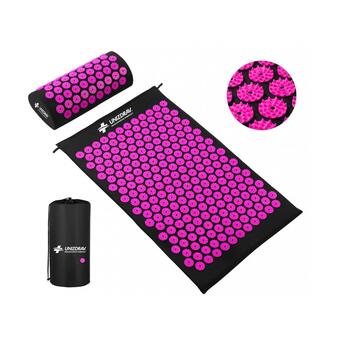 Akupresúrna podložka s vankúšom UNIZDRAV, čierno-ružová