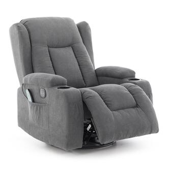 Relaxačné polohovacie kreslo, antracitová látka - VÝSTAVNÝ KUS, BEZ MASÁŽE NÔH