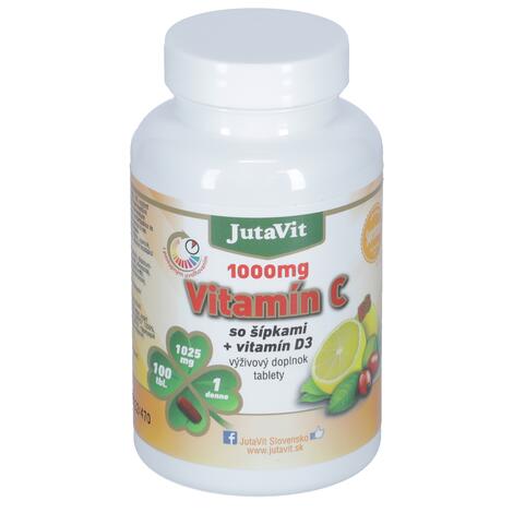 JutaVit Vitamín C so šípkami + vitamín D3, 100 tabliet