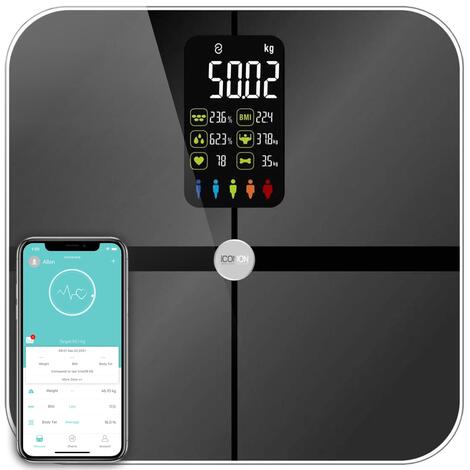 SMART váha s diagnostikou 15 telesných parametrov + LED displej, Bluetooth a mobilná aplikácia