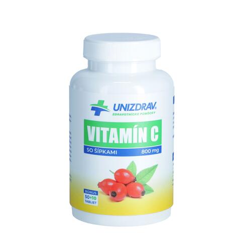 Vitamín C so šípkami UNIZDRAV, 50 + 10 tabliet zdarma