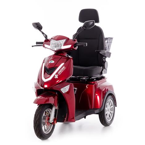 Elektrický trojkolesový skúter CHAMPION pre seniorov a imobilných – výkonný 1000 W motor, červený - NAJAZDENýCH 122 KM