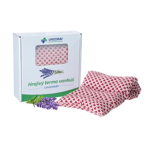 Hrejivý termo vankúš UNIZDRAV Levanduľa Srdcia - ROZBALENÉ BALENIE, PRODUKTOVÉ FOTENIE
