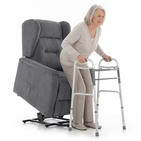 Masážne polohovacie kreslo s vyklápaním COMFORT+, antracitová látka