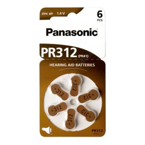 Batéria Panasonic PR312 do načúvacieho prístroja, 6ks