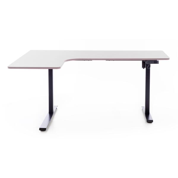 Výškovo nastaviteľný stôl UNIZDRAV 160x110 cm, sivý – ľavý roh.