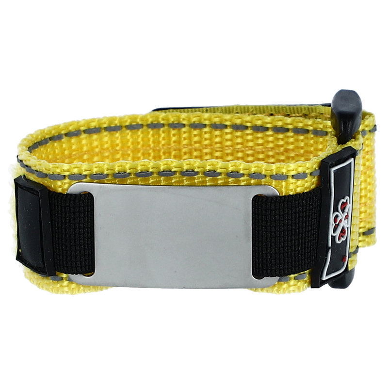 Náramok na suchý zips s prázdnou známkou - detský žltý