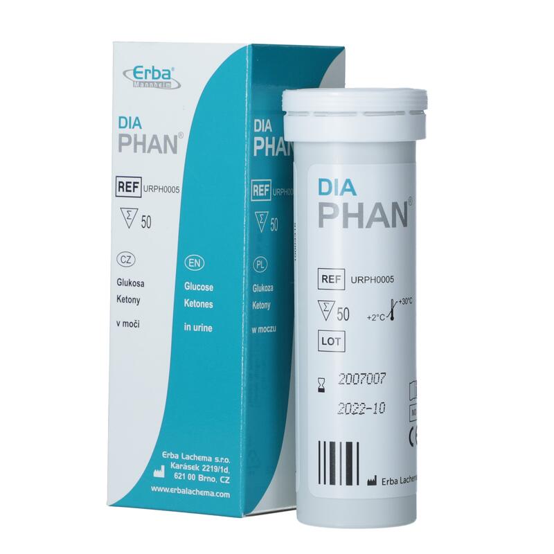 DIAPHAN testovacie prúžky na moč, 50 ks