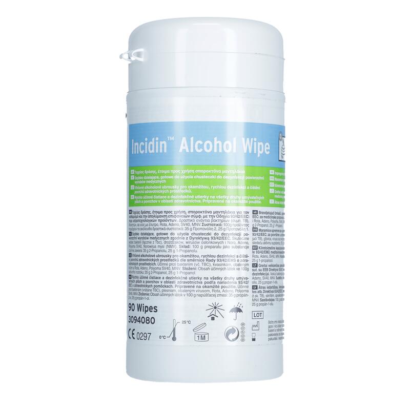 Incidin utierky na dezinfekciu, 90ks + dóza