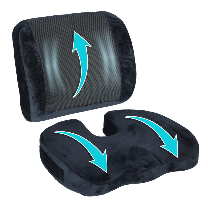 Ortopedický vankúš na sedenie + ortopedická opierka chrbta – kompletný set